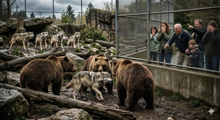 Bears Eat Wolf Alive In Front Of Zoo Visitors As Pack Try To Save Her