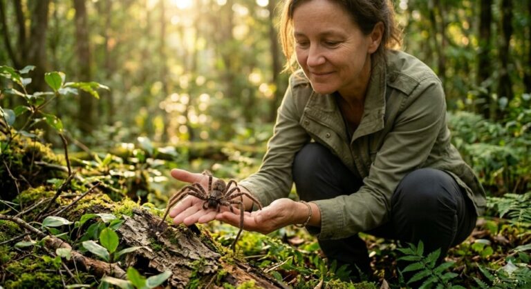 Woman Rescues a Giant Huntsman Spider and Allows it to Go Free